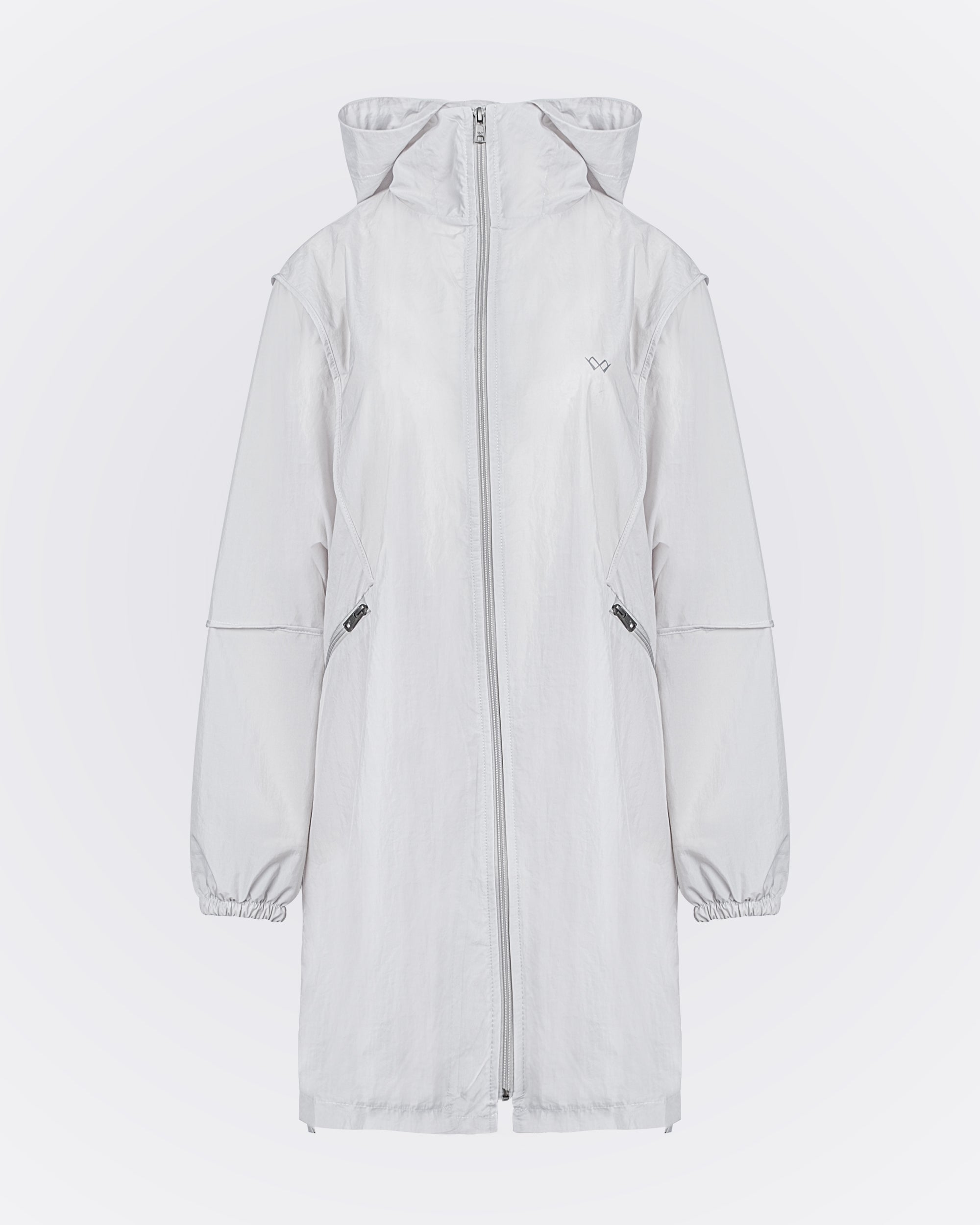 Kapüşonlu Oversize Yağmurluk - Gri