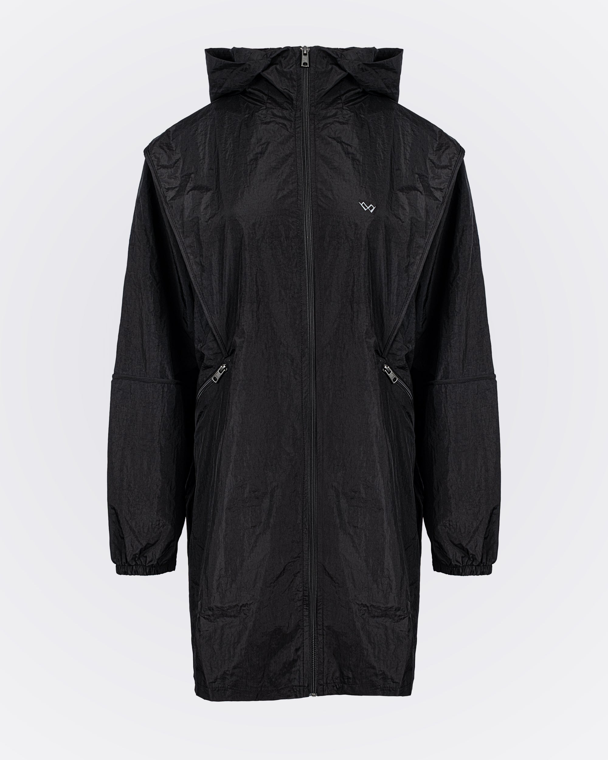 Kapüşonlu Oversize Yağmurluk - Siyah