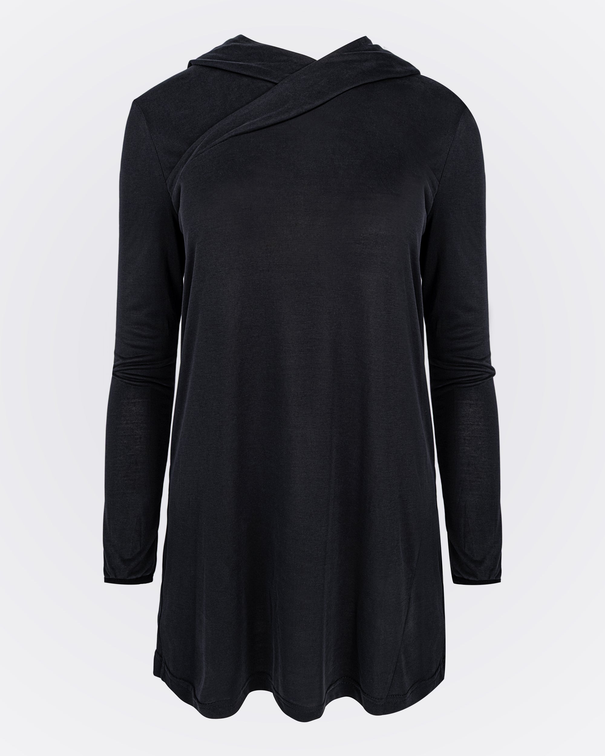 Kapüşonlu İnce Modal Üst- Siyah