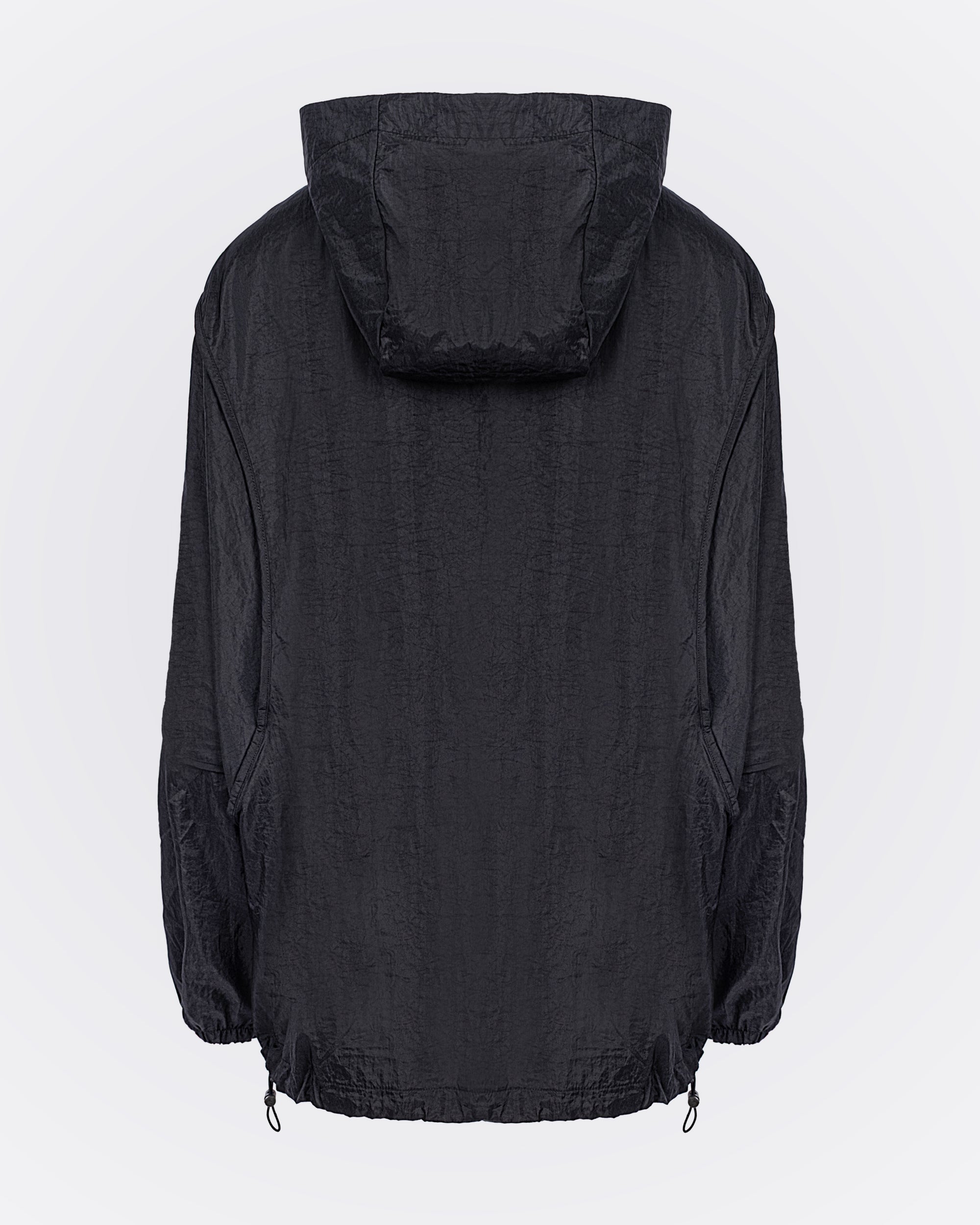 Kapüşonlu Oversize Yağmurluk - Siyah