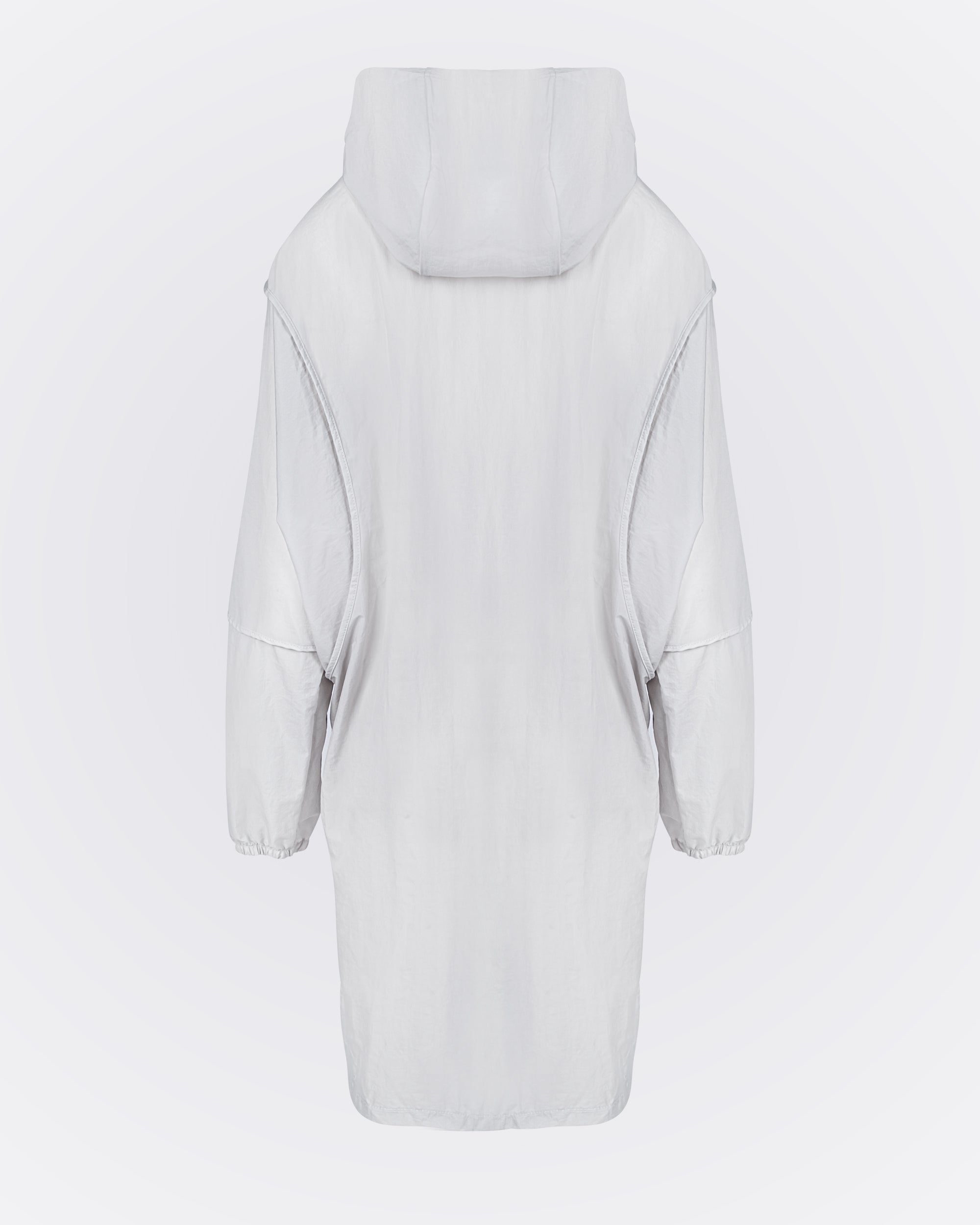 Kapüşonlu Oversize Yağmurluk - Gri