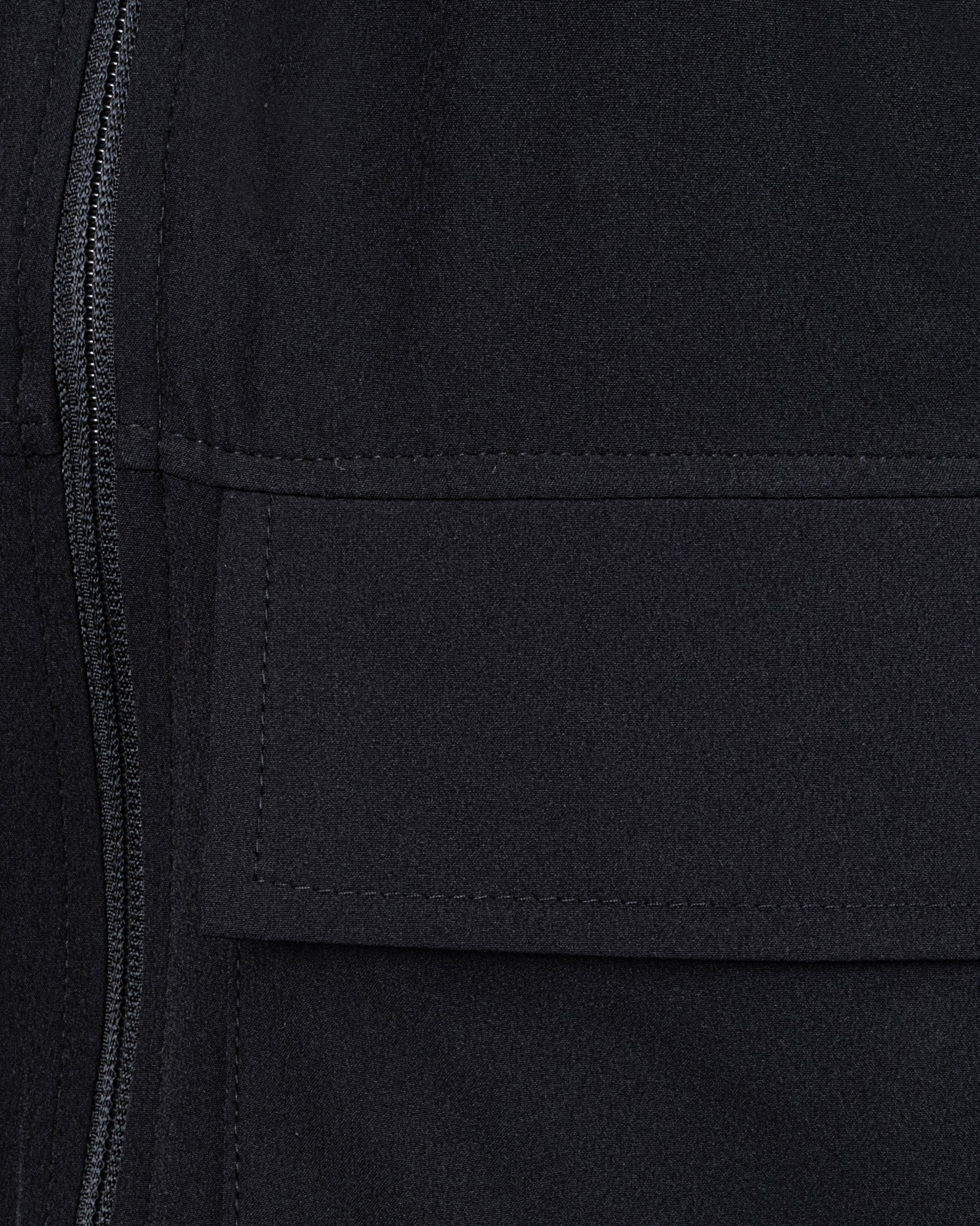 Gizli İç Cepli Kapüşonlu İnce Rüzgarlık - Siyah