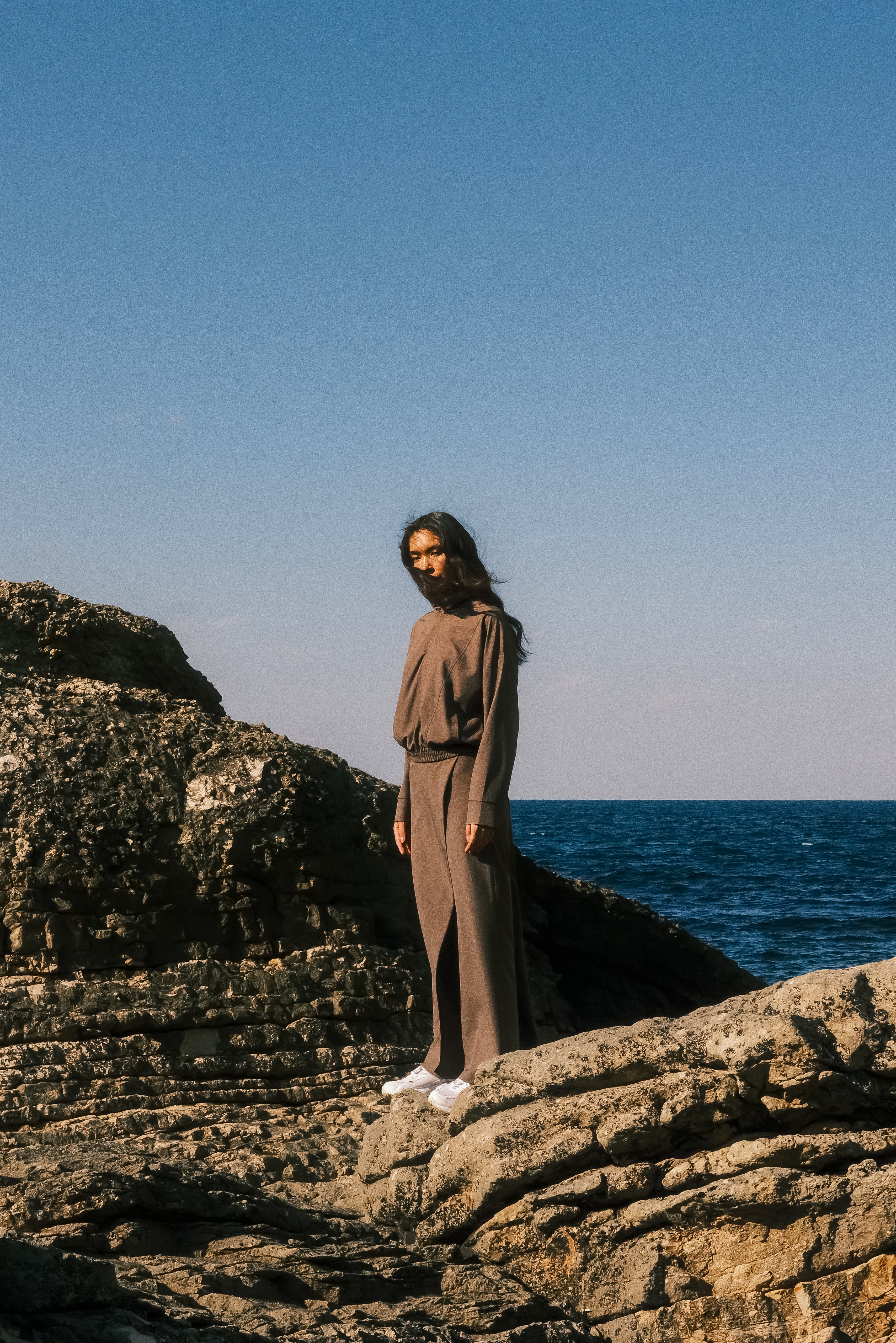 Yüksek Yakalı Lastikli Likra Üst - Haki