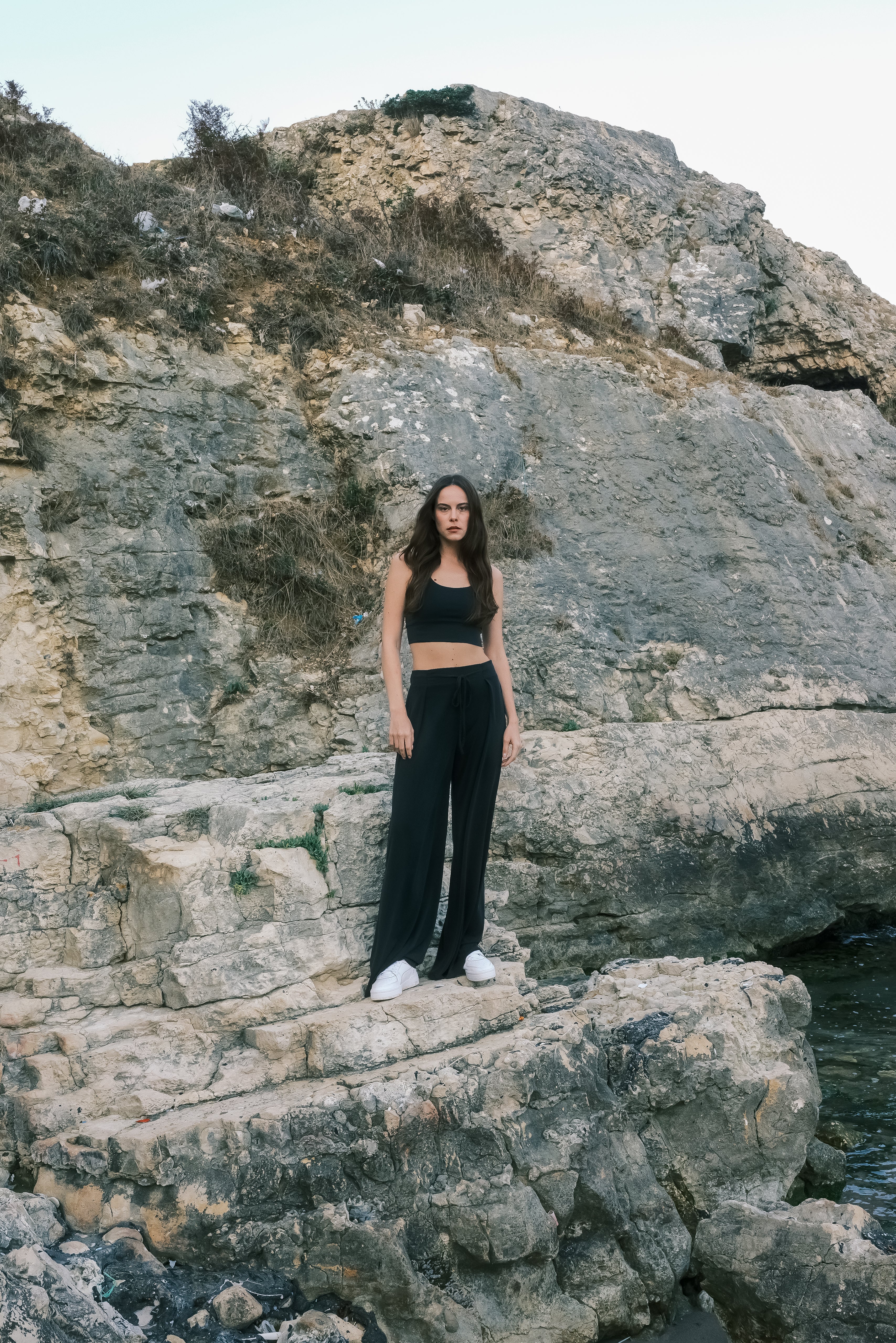 Modal Kumaşlı Aktif Crop - Siyah