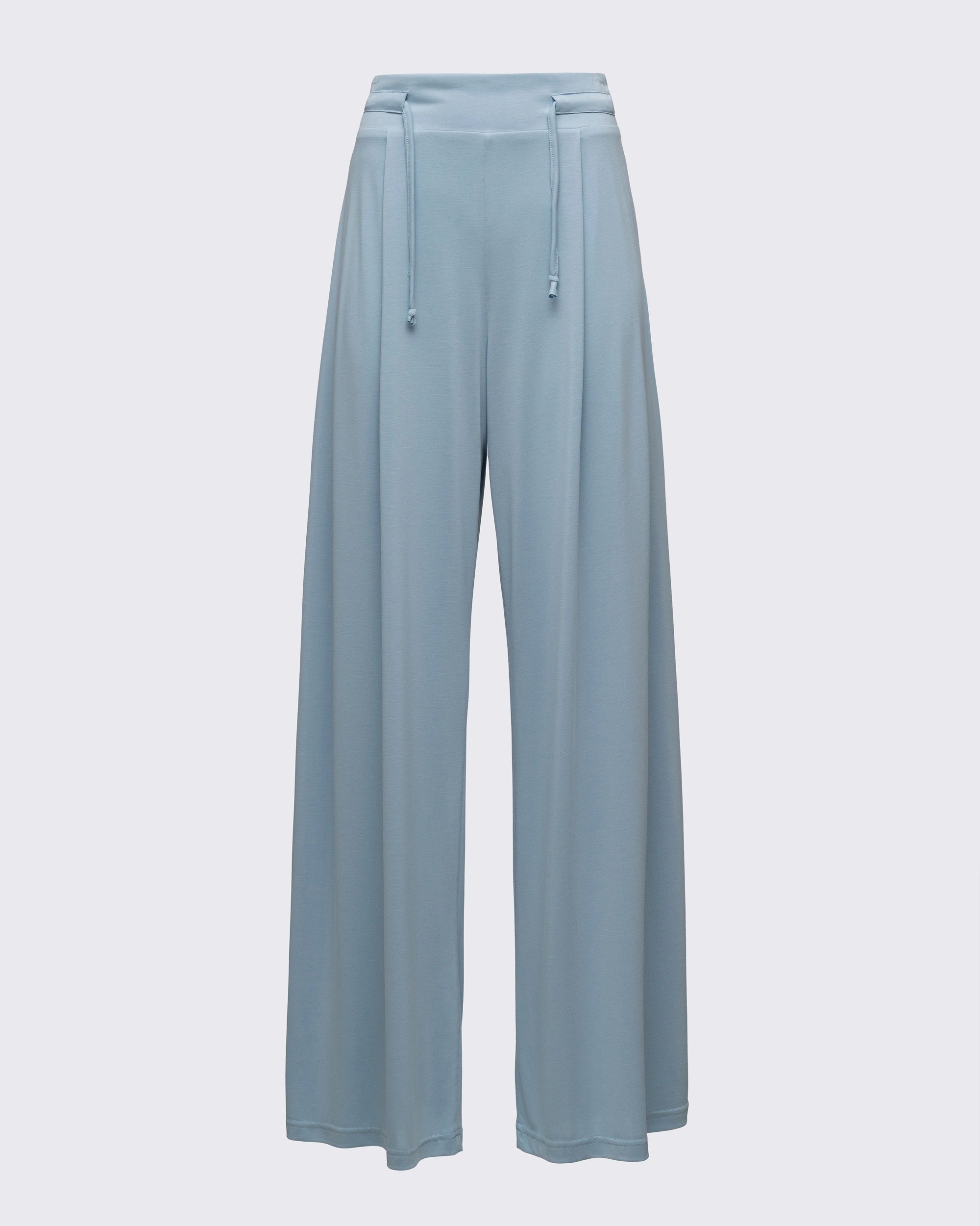 Ayarlanabilir Bel Detaylı Bol Paça Modal Pantolon - Baby Blue