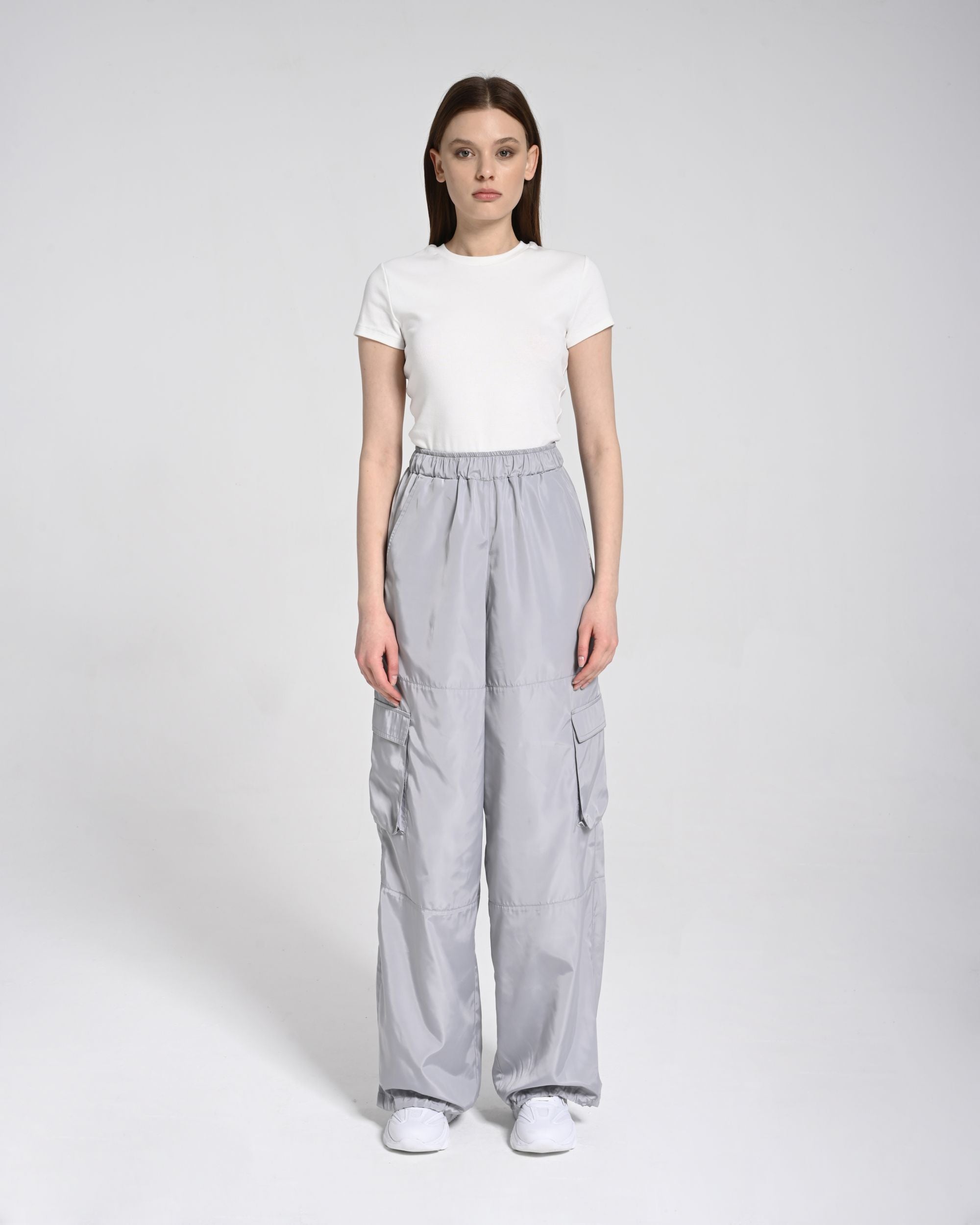Beli Lastikli Kargo Pantolon - Gri - Monolou