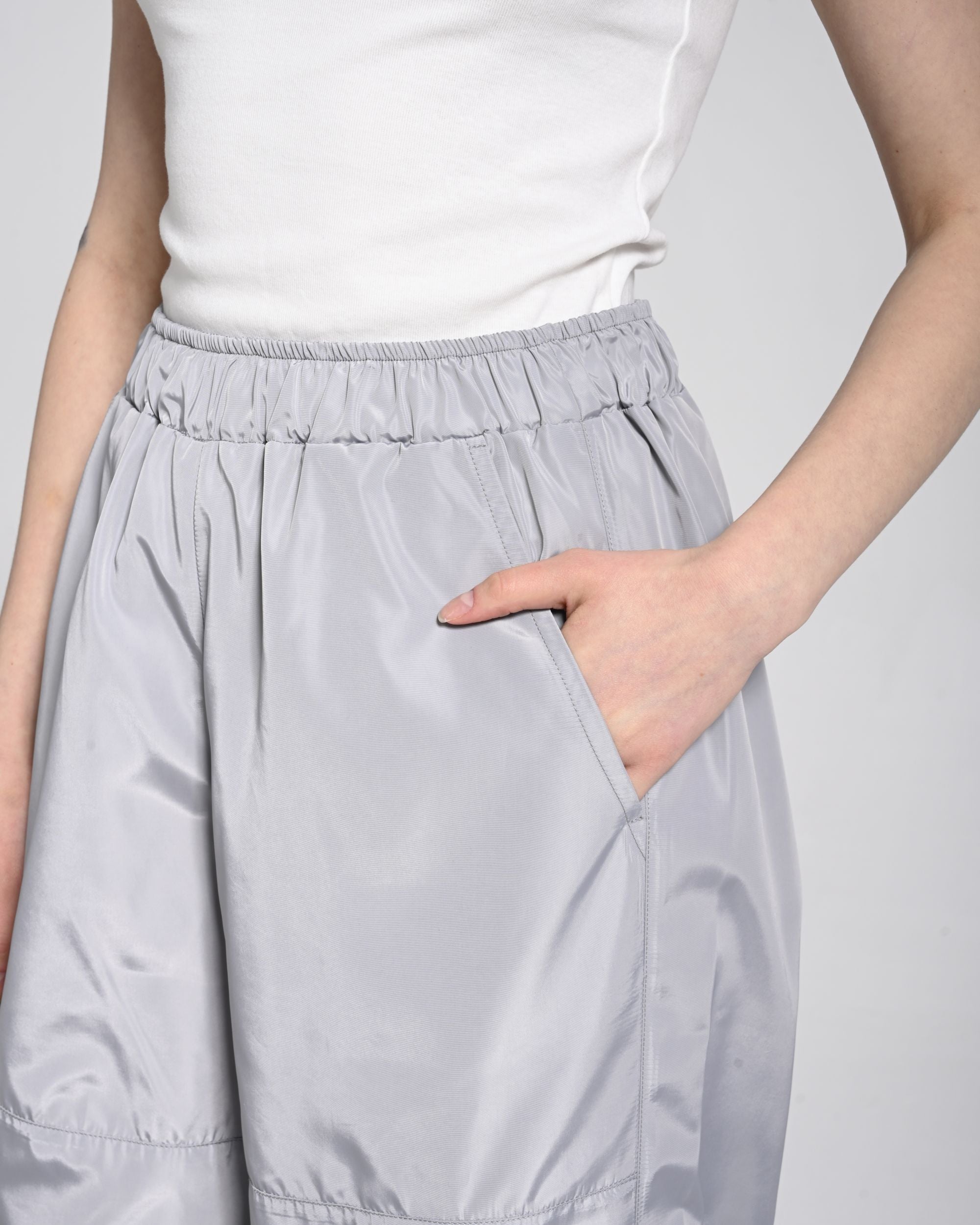 Beli Lastikli Kargo Pantolon - Gri - Monolou