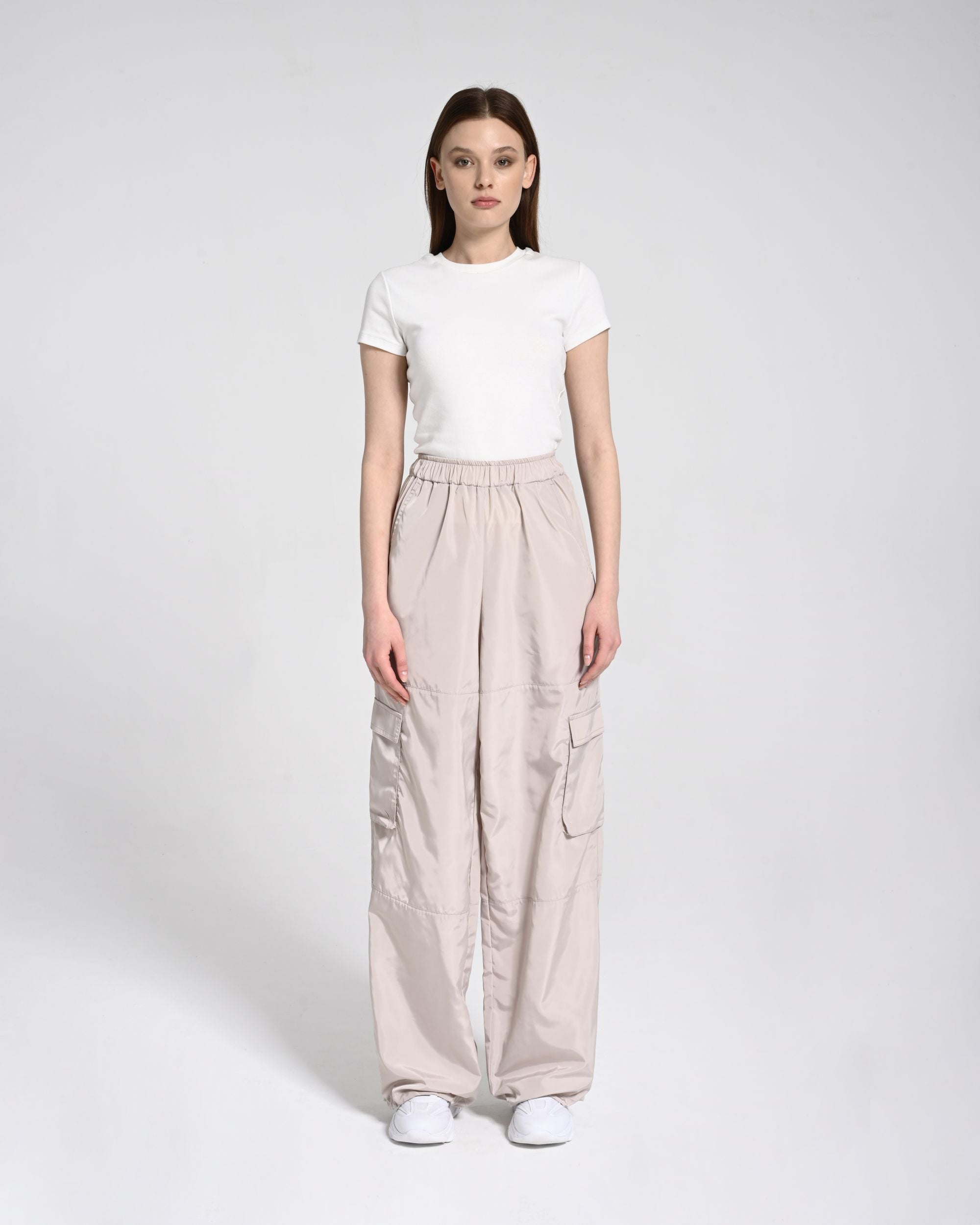 Beli Lastikli Kargo Pantolon - Bej