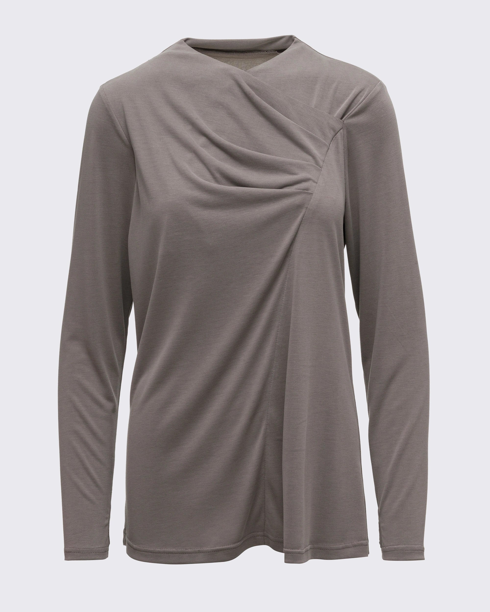 Drape Detaylı Modal Tunik - Haki