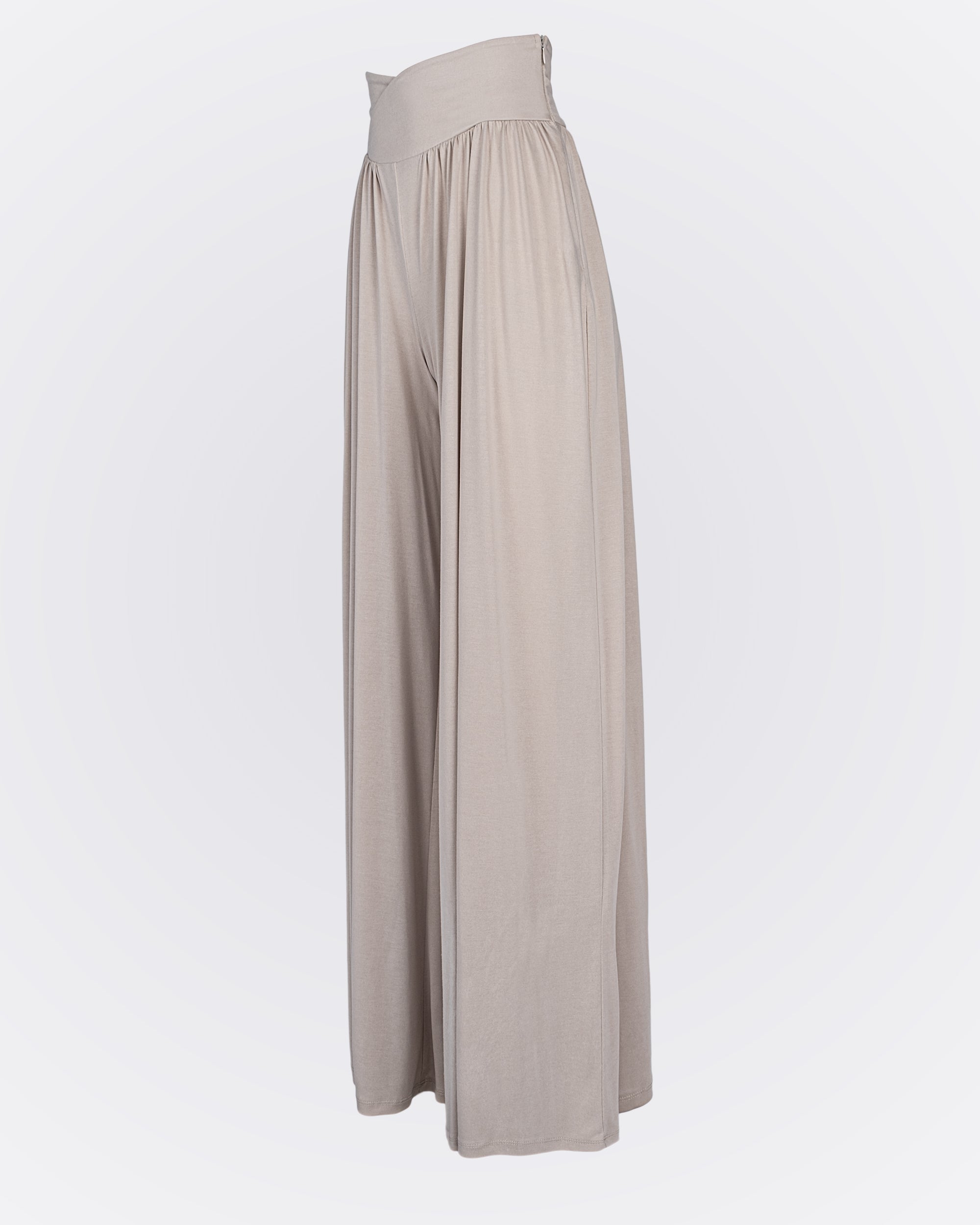 Kruvaze Bel Detaylı Modal Kumaşlı Pileli Aktif Pantolon - Bej