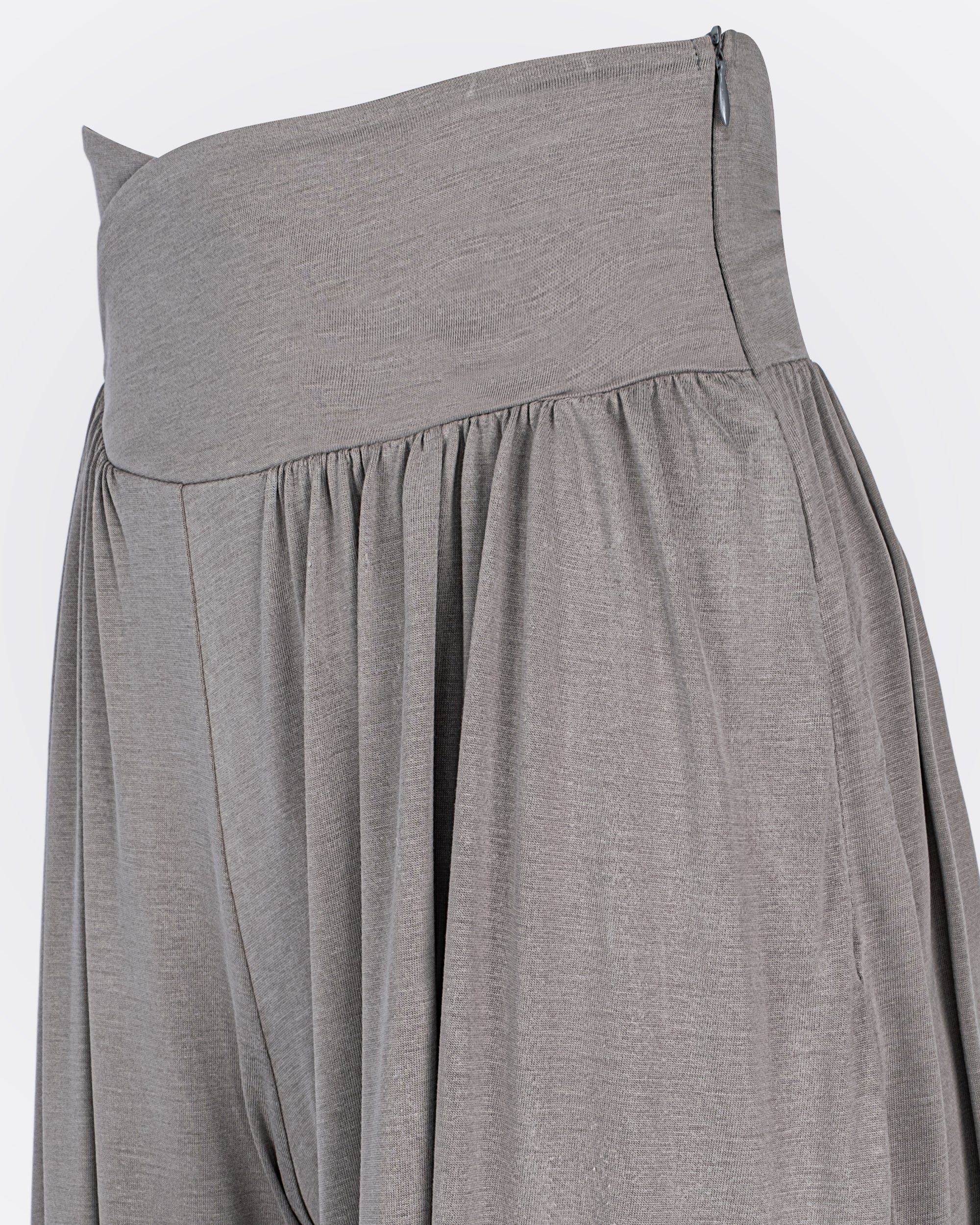 Kruvaze Bel Detaylı Modal Kumaşlı Pileli Aktif Pantolon - Vizon