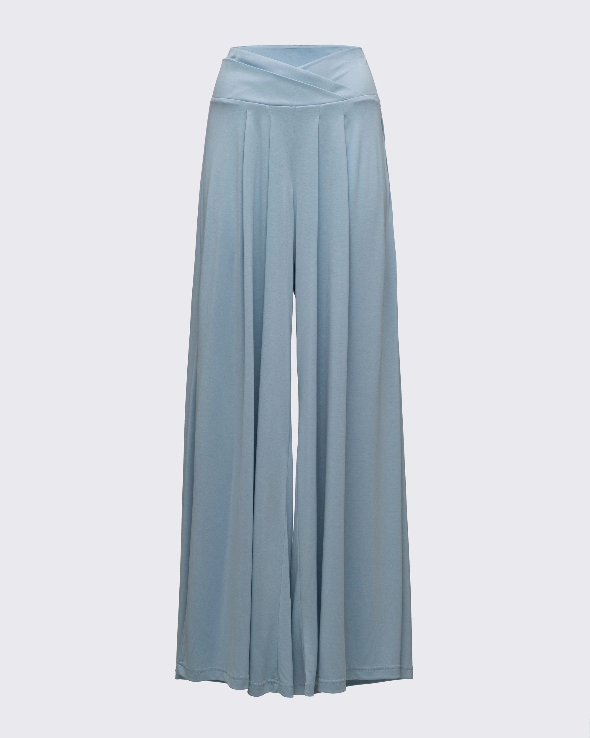 Kruvaze Kemer Detaylı Modal Pantolon - Baby Blue