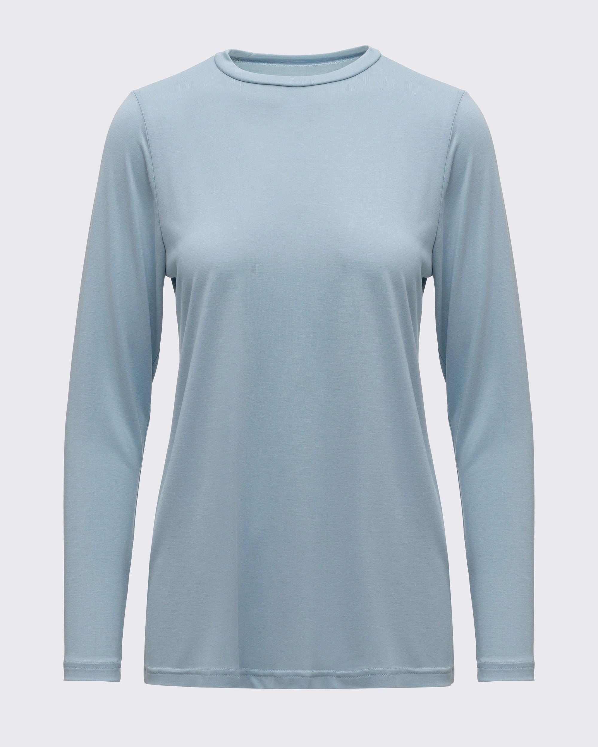Modal Kumaşlı Uzun Kollu Basic Üst - Baby Blue