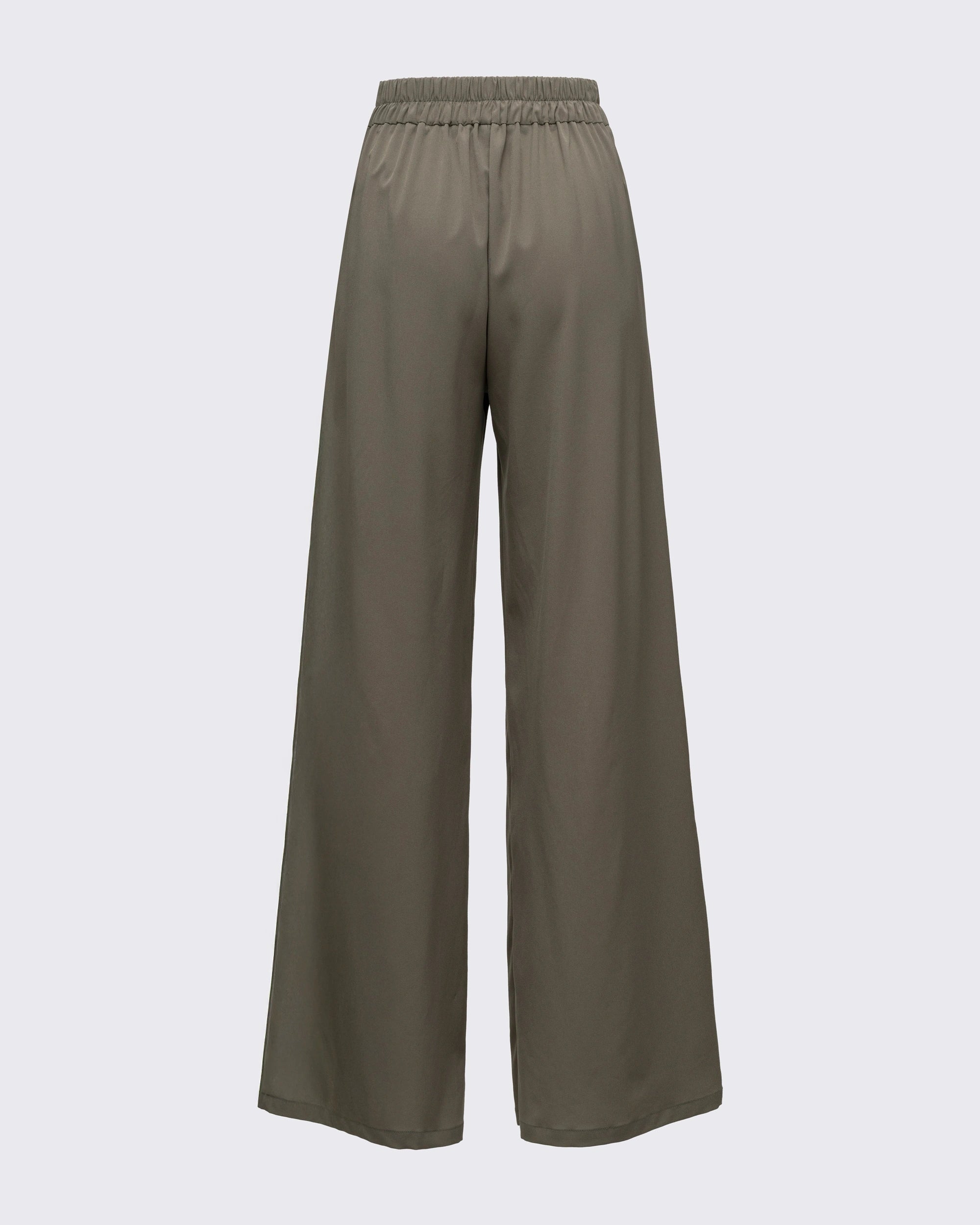 Pile Detaylı Geniş Paça Pantolon - Haki