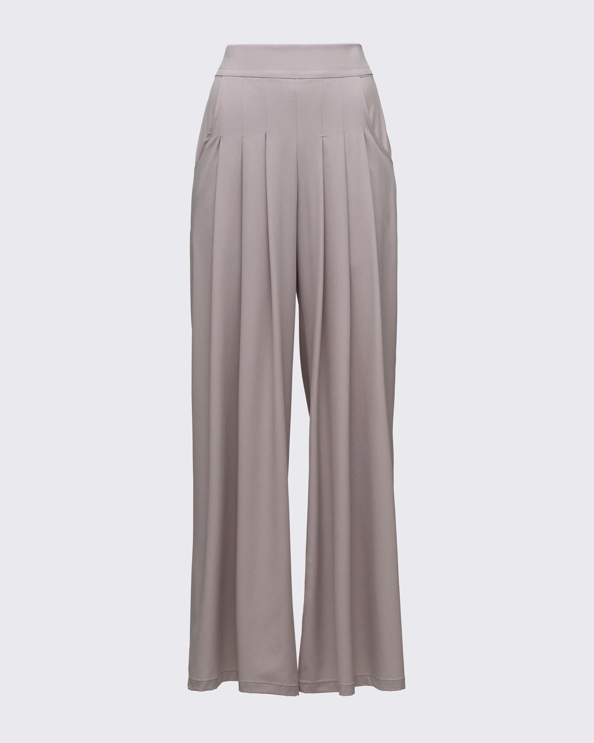 Pile Detaylı Geniş Paça Pantolon - Vizon