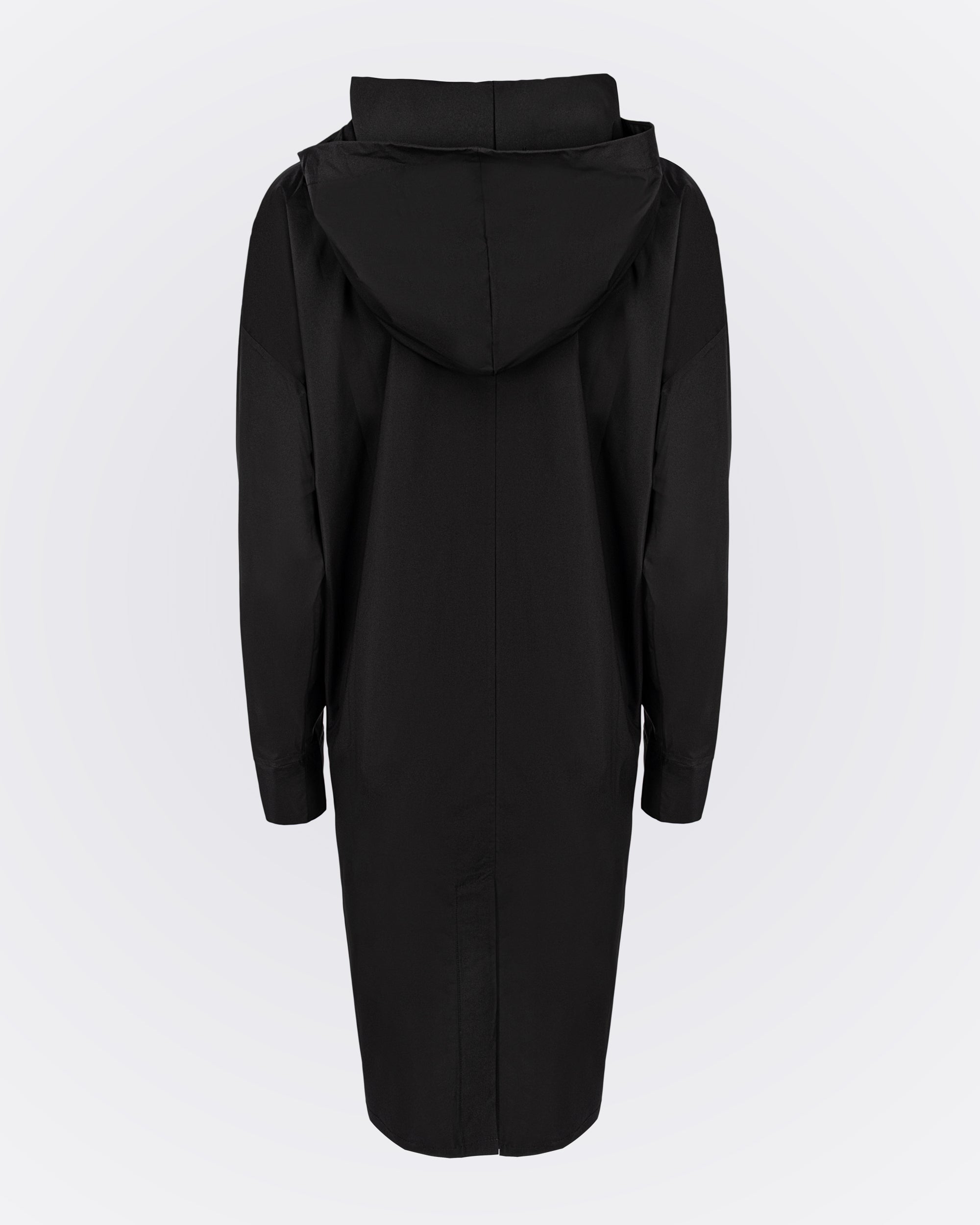 Cepli Kapüşonlu Aktif Trençkot - Siyah