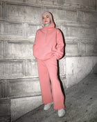 Gizli Cepli Pamuk Kumaşlı Comfy Eşofman Altı - Pembe