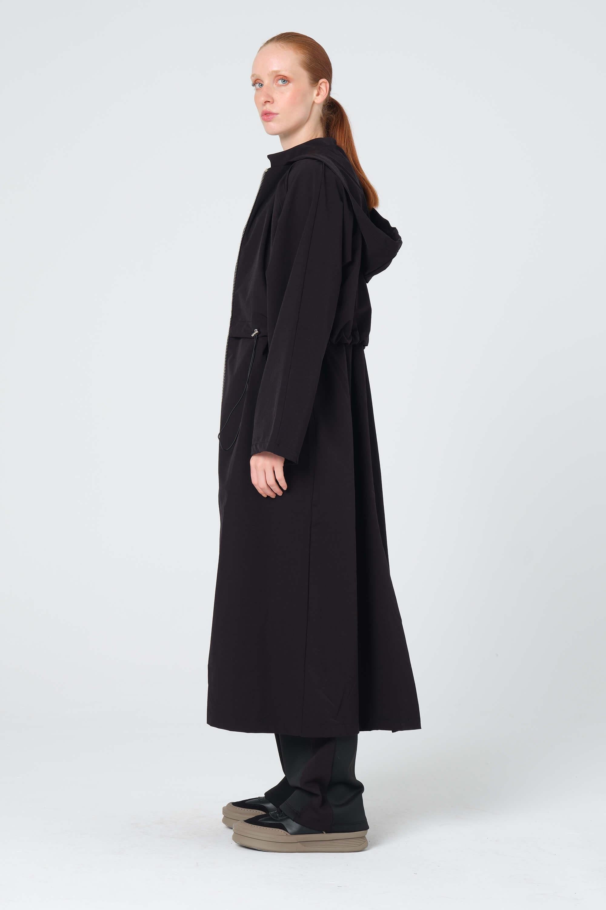 Kapüşonlu Bi Stretch Trençkot - Monolou