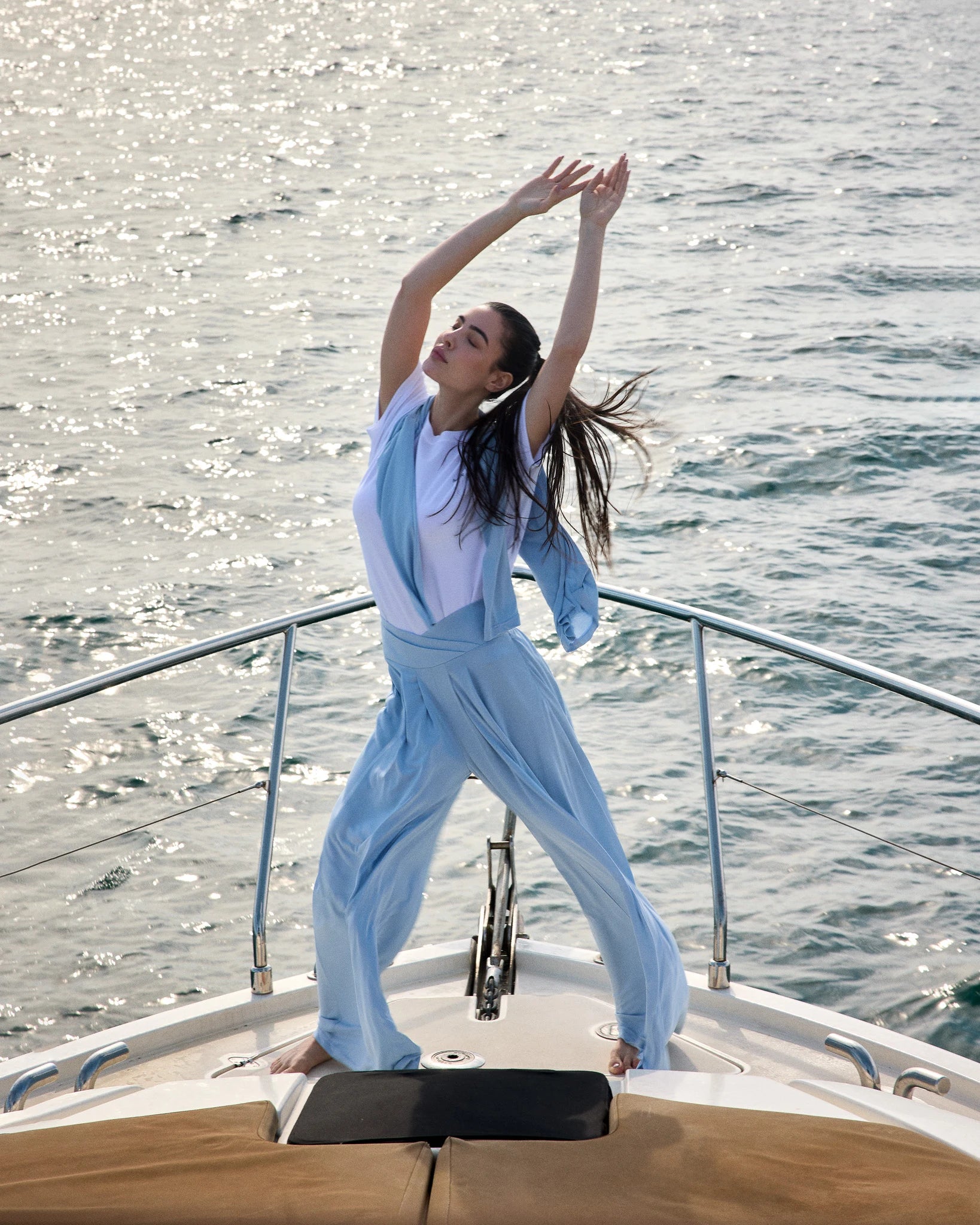 Kruvaze Kemer Detaylı Modal Pantolon - Baby Blue