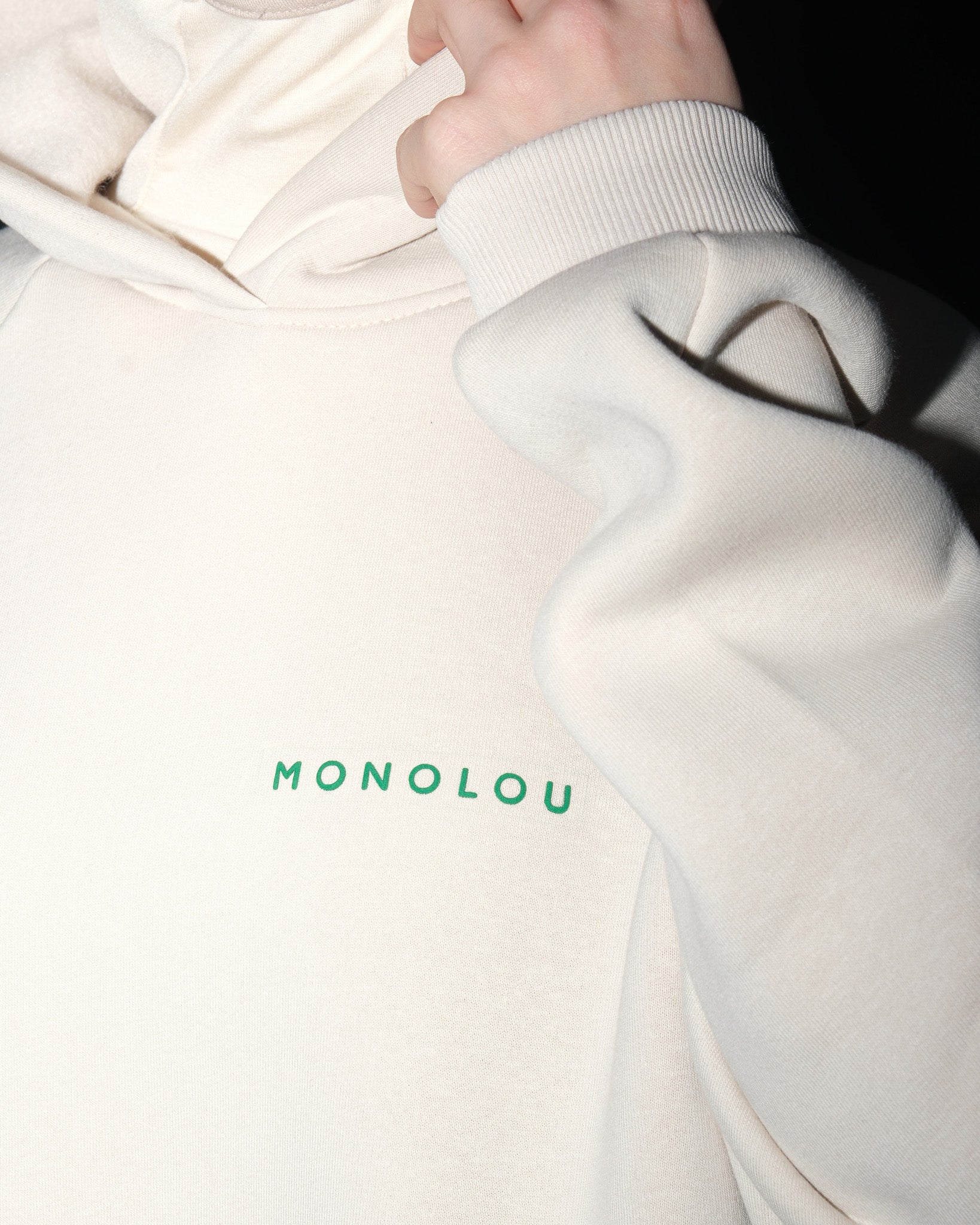 Kendinden Boneli ve Kapüşonlu Pamuk Kumaşlı Sweat - Bej