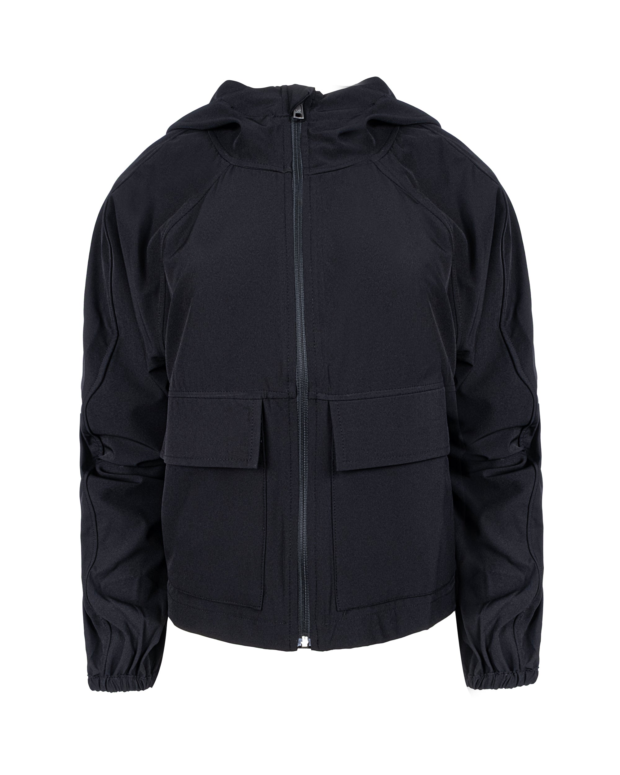 Gizli İç Cepli Kapüşonlu İnce Rüzgarlık - Siyah