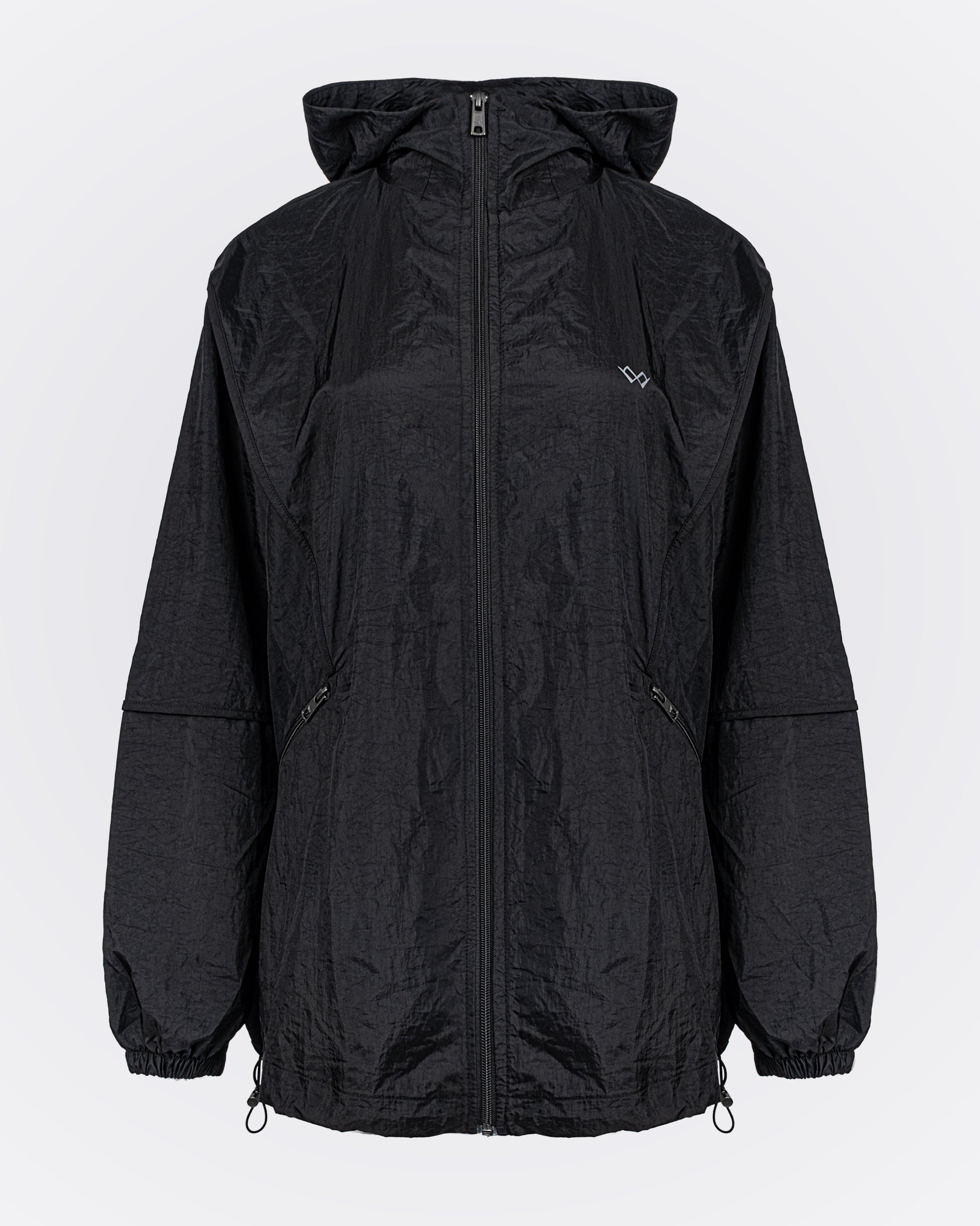 Kapüşonlu Oversize Yağmurluk - Siyah