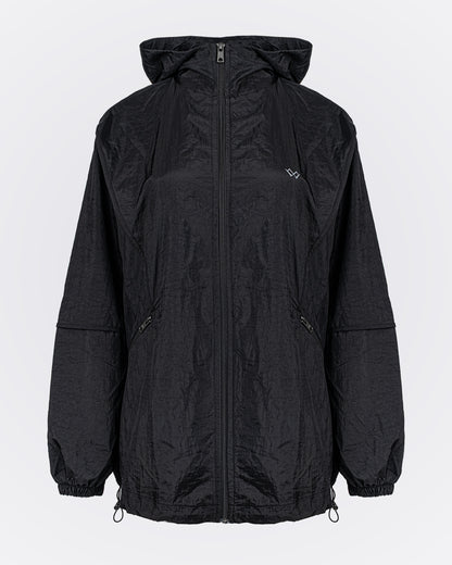 Kapüşonlu Oversize Yağmurluk - Siyah