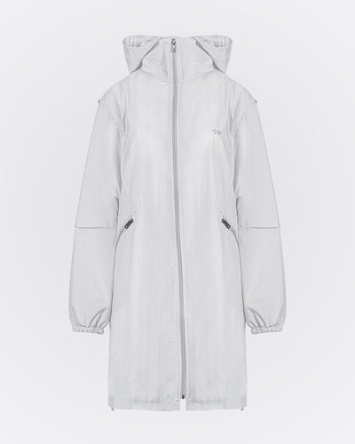 Kapüşonlu Oversize Yağmurluk - Gri
