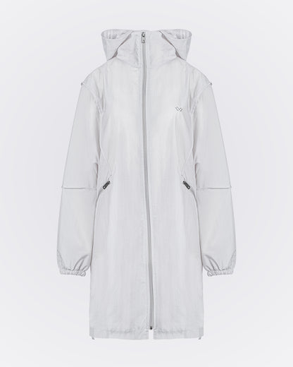 Kapüşonlu Oversize Yağmurluk - Gri