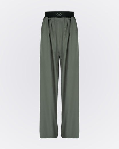 Beli Lastikli Kırışmaz Kumaşlı Cepli Pantolon - Haki