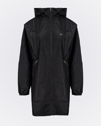 Kapüşonlu Oversize Yağmurluk - Siyah