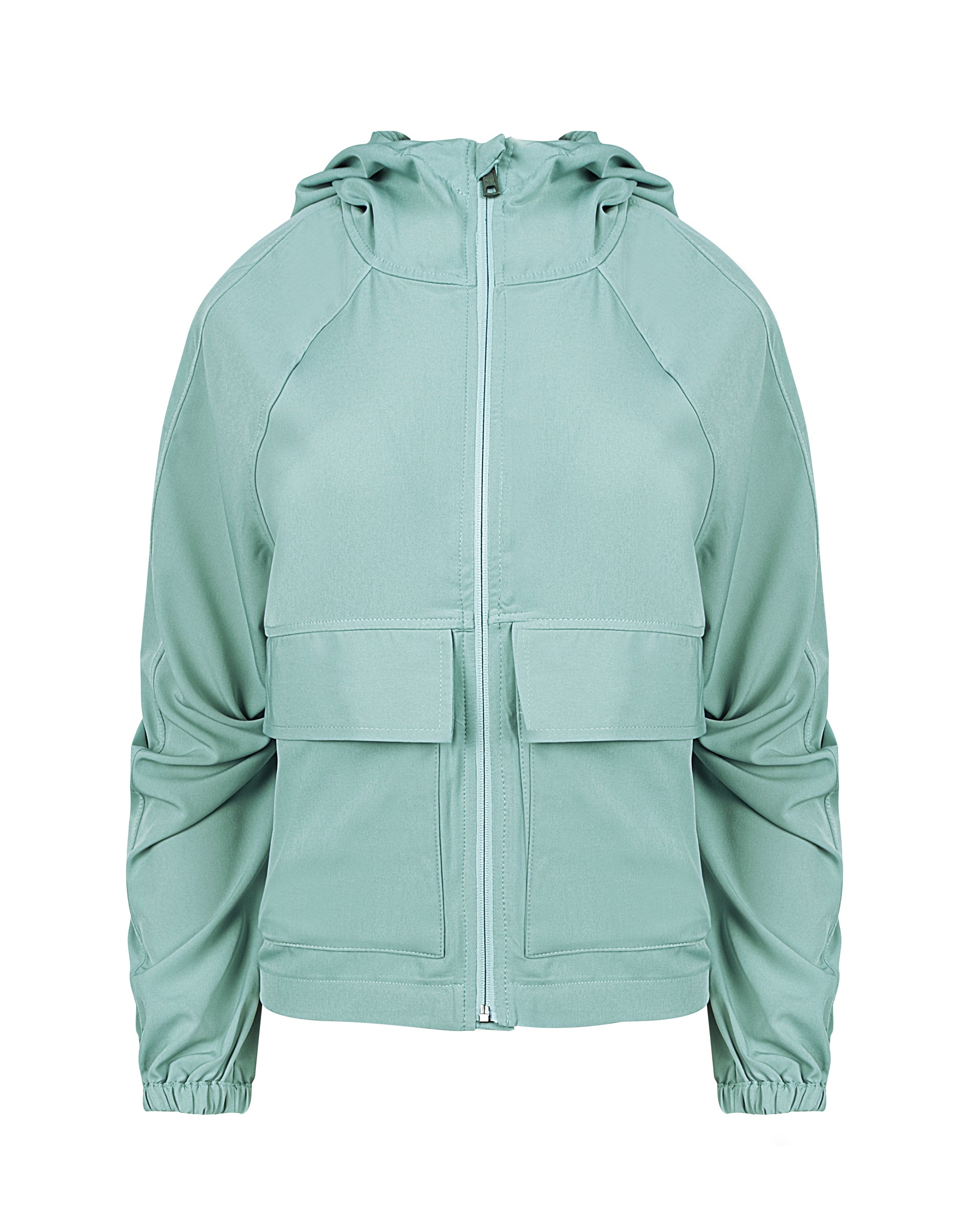 Gizli İç Cepli Kapüşonlu İnce Rüzgarlık - Mint