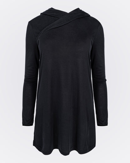 Kapüşonlu İnce Modal Üst- Siyah