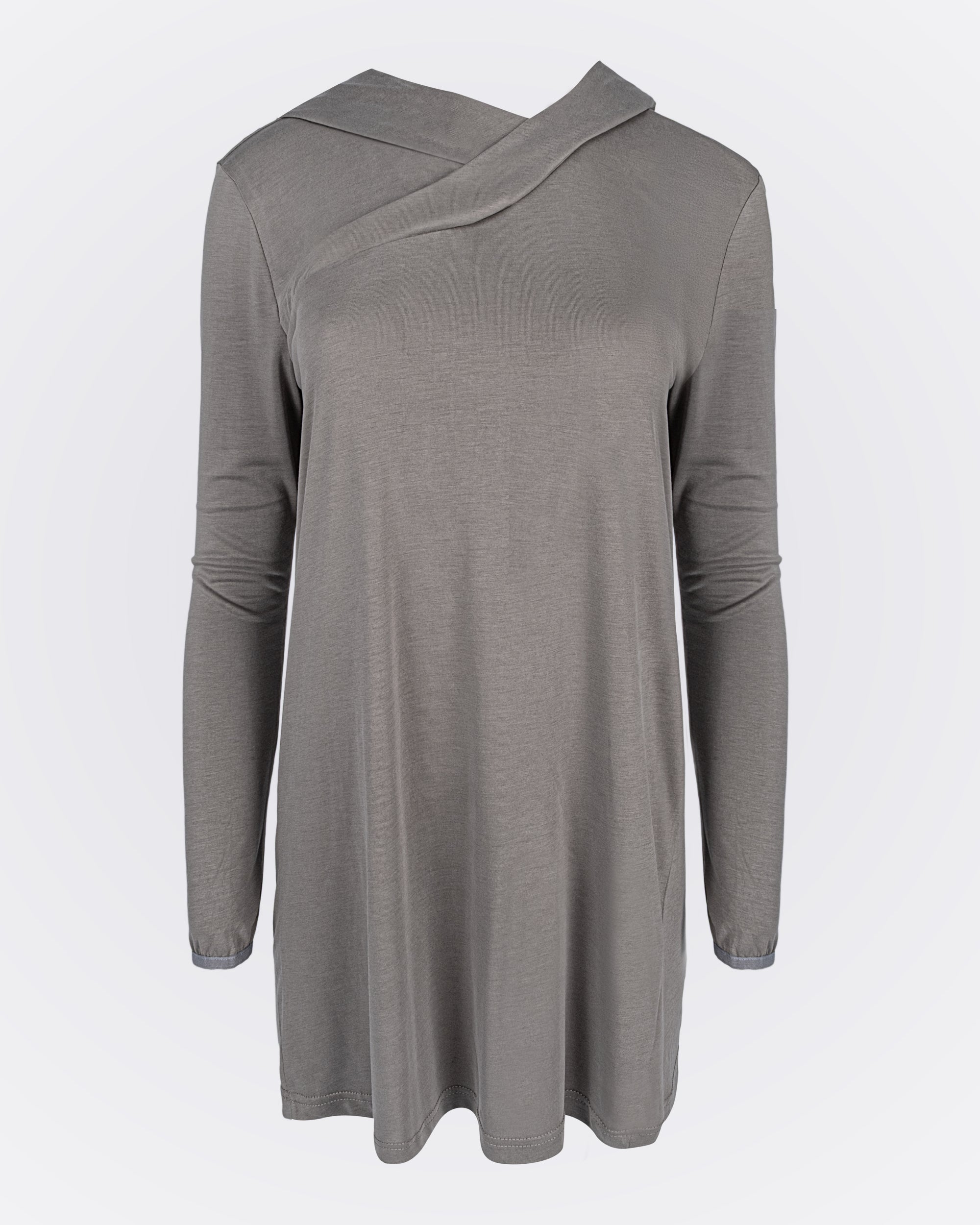 Kapüşonlu İnce Modal Üst- Vizon