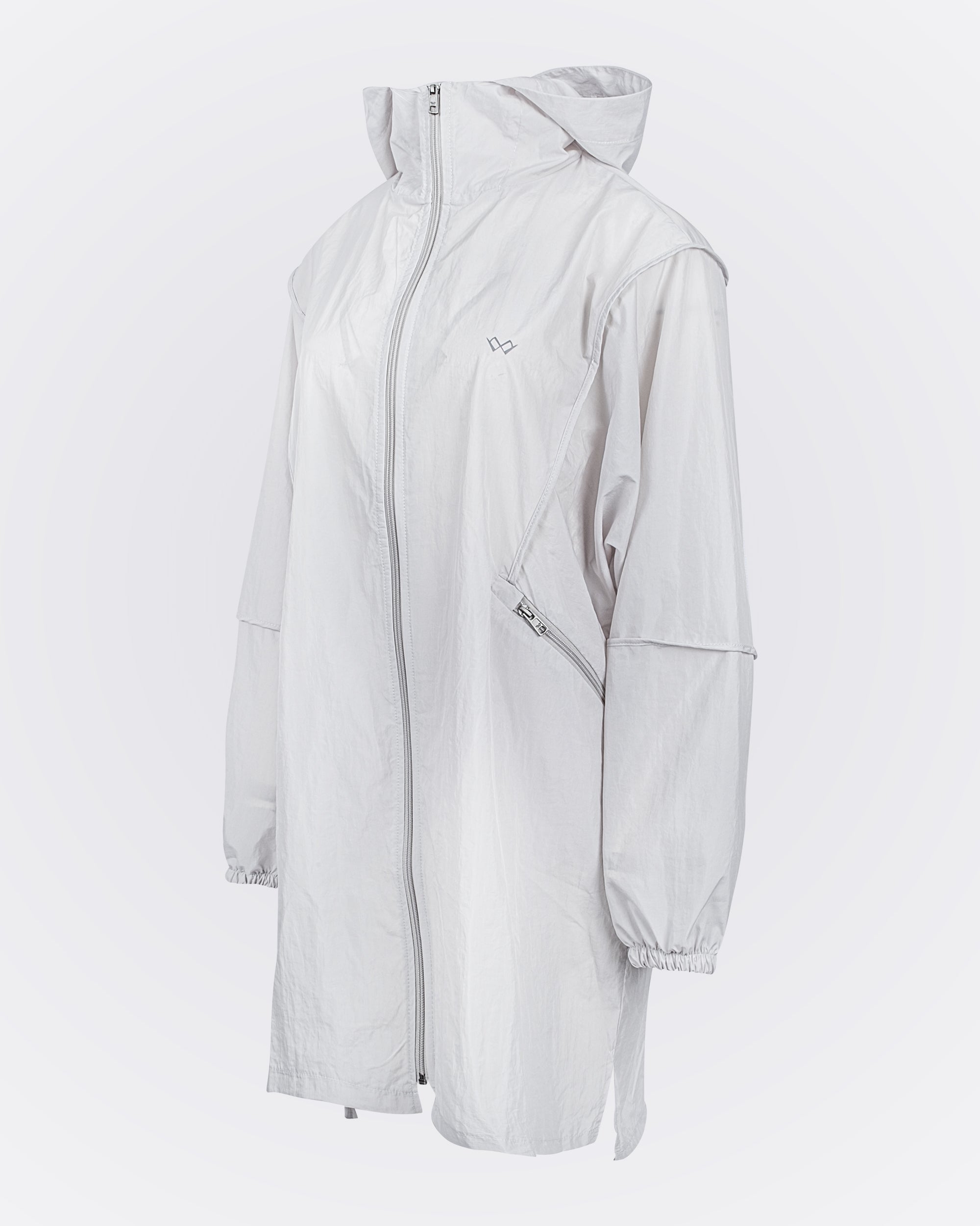 Kapüşonlu Oversize Yağmurluk - Gri