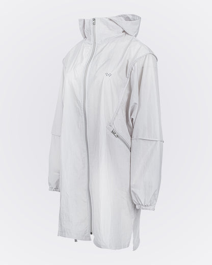 Kapüşonlu Oversize Yağmurluk - Gri