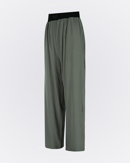 Beli Lastikli Kırışmaz Kumaşlı Cepli Pantolon - Haki