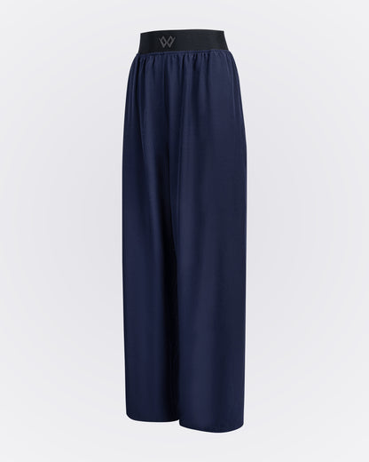 Beli Lastikli Kırışmaz Kumaşlı Cepli Pantolon - Lacivert