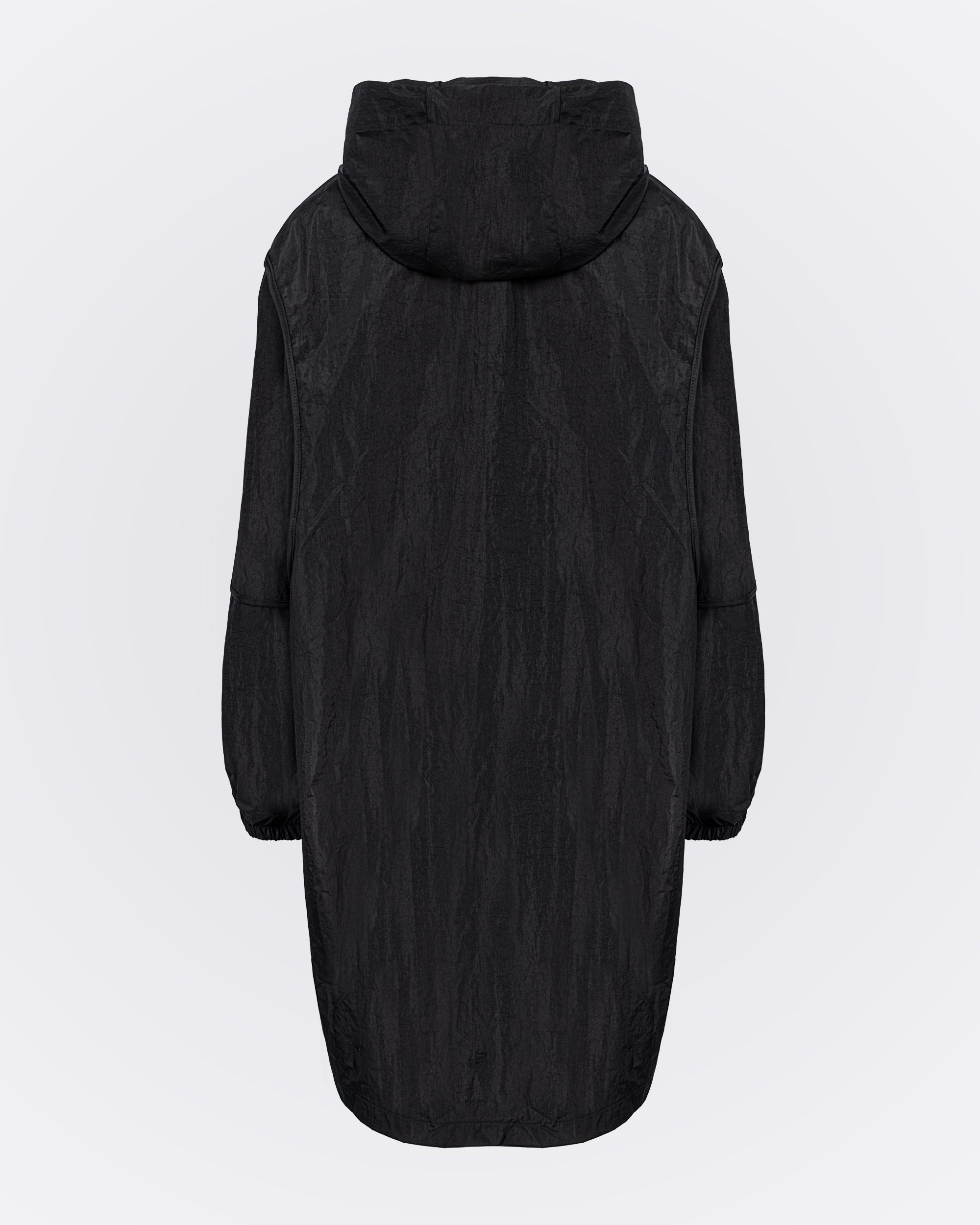 Kapüşonlu Oversize Yağmurluk - Siyah