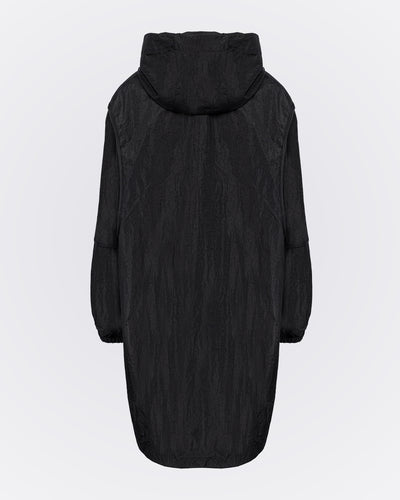 Kapüşonlu Oversize Yağmurluk - Siyah