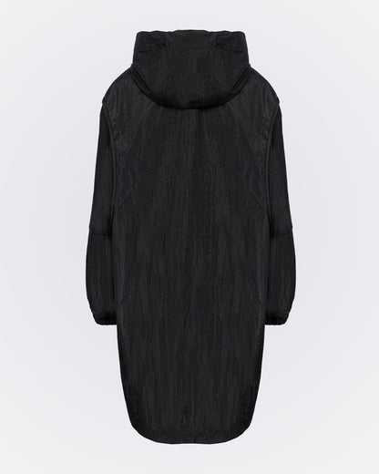 Kapüşonlu Oversize Yağmurluk - Siyah