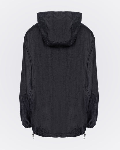 Kapüşonlu Oversize Yağmurluk - Siyah