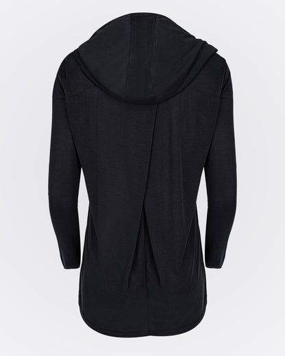 Kapüşonlu İnce Modal Üst- Siyah