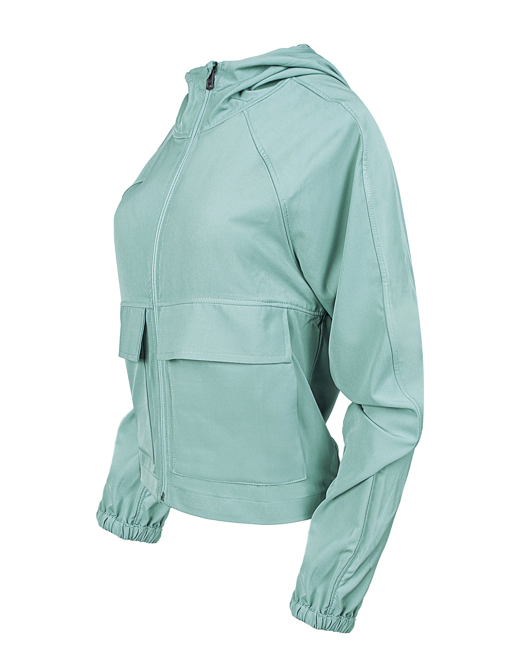 Gizli İç Cepli Kapüşonlu İnce Rüzgarlık - Mint