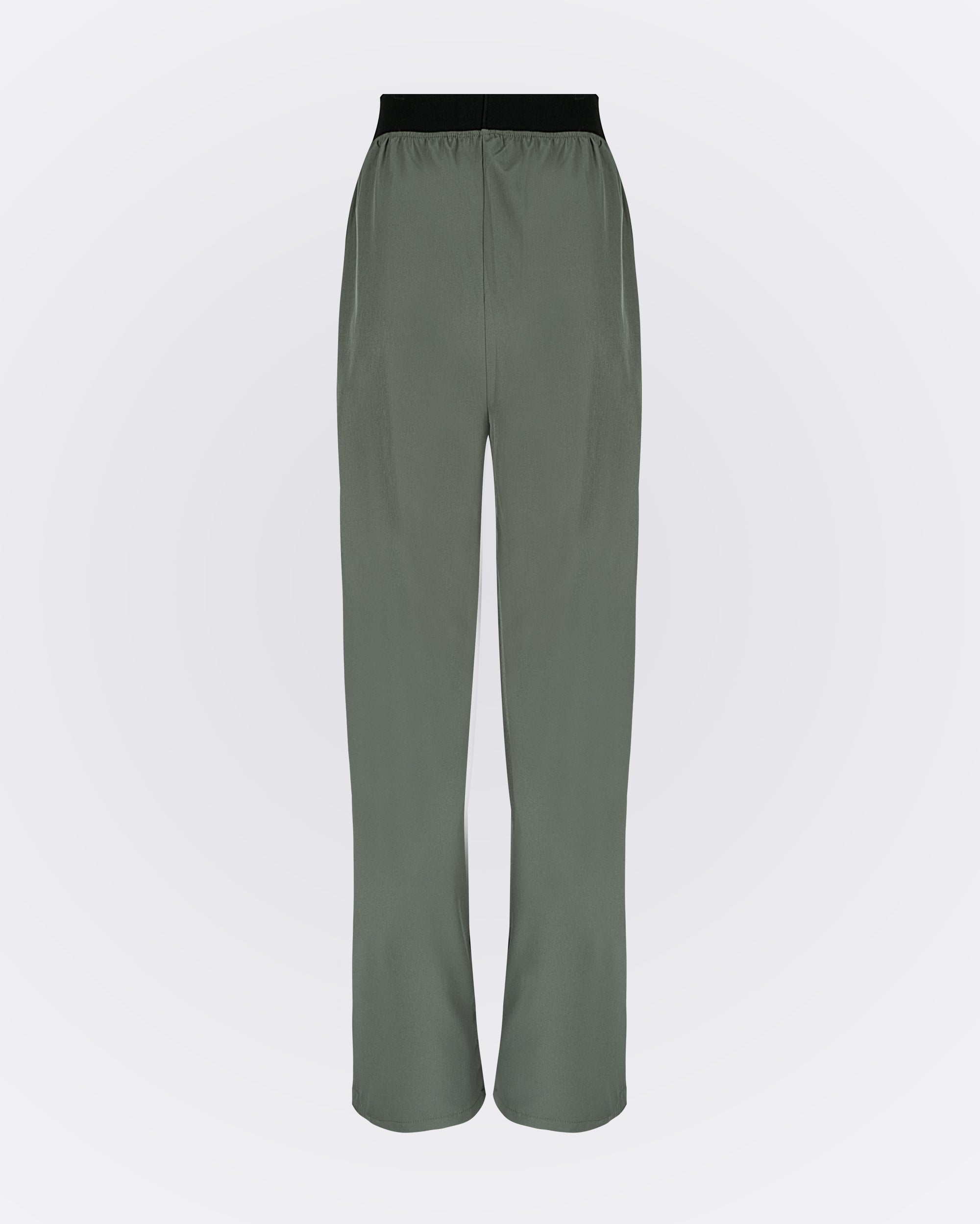 Beli Lastikli Kırışmaz Kumaşlı Cepli Pantolon - Haki