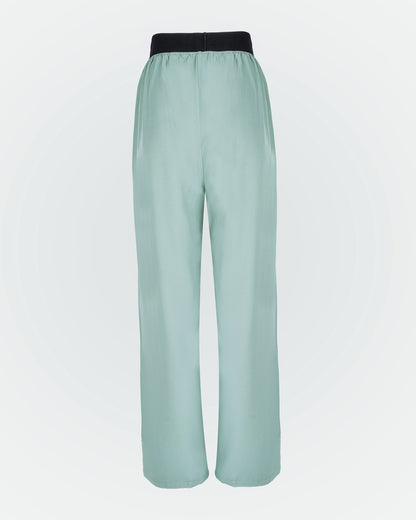 Beli Lastikli Kırışmaz Kumaşlı Cepli Pantolon - Mint