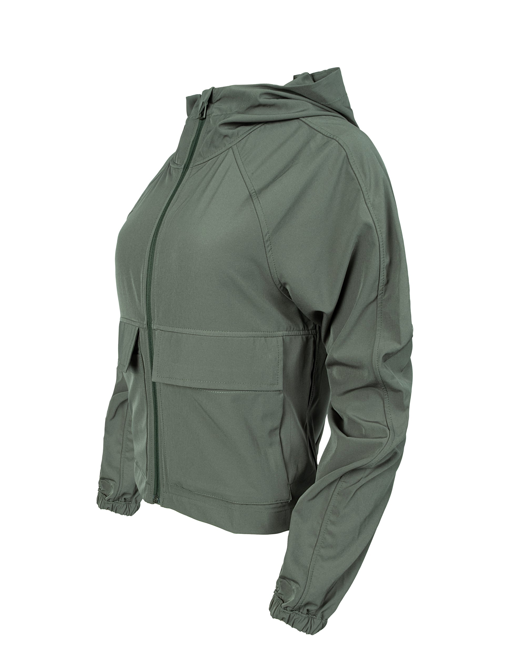 Gizli İç Cepli Kapüşonlu İnce Rüzgarlık - Haki