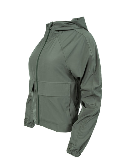 Gizli İç Cepli Kapüşonlu İnce Rüzgarlık - Haki