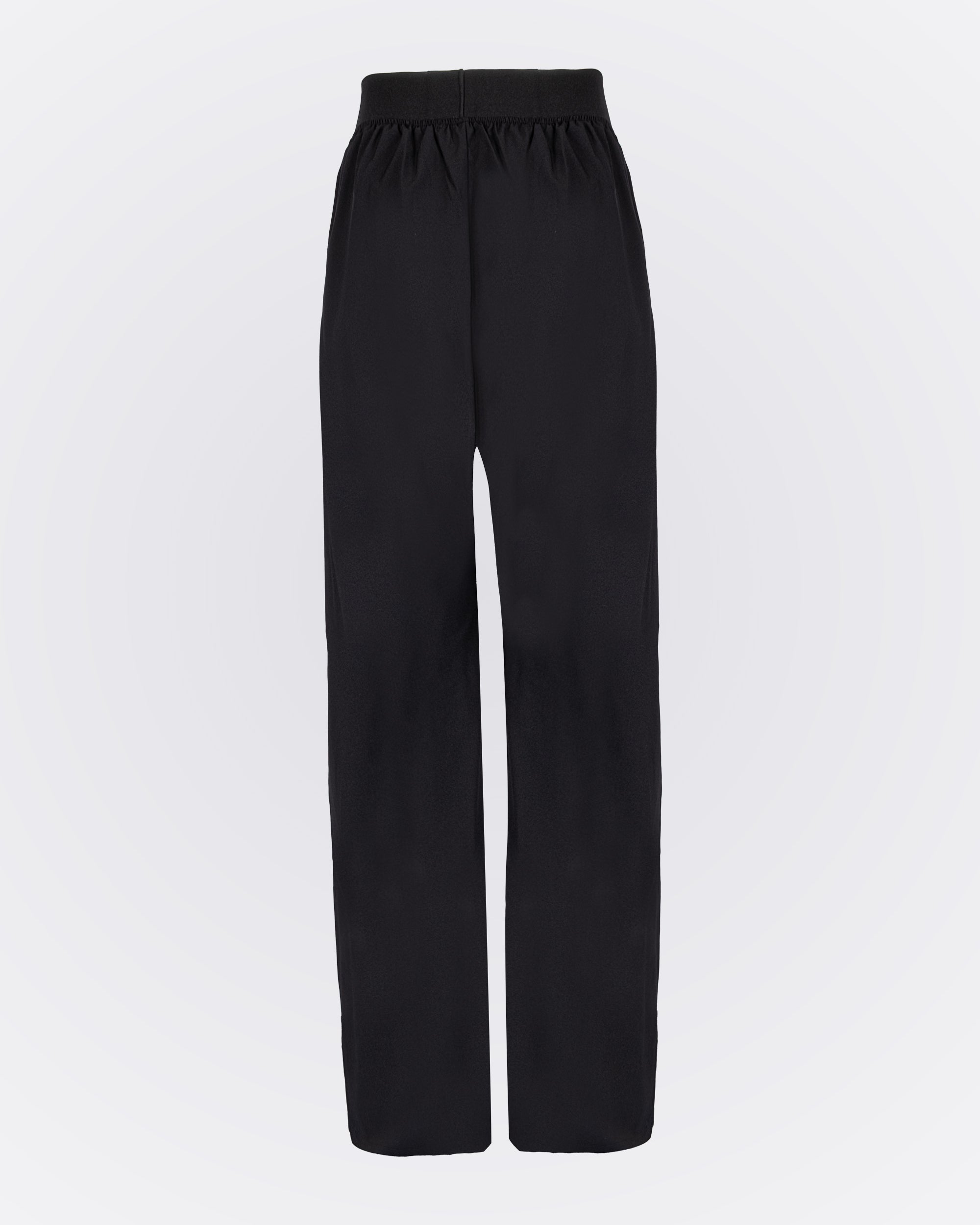 Beli Lastikli Kırışmaz Kumaşlı Cepli Pantolon - Siyah