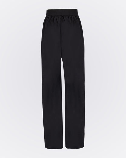 Beli Lastikli Kırışmaz Kumaşlı Cepli Pantolon - Siyah